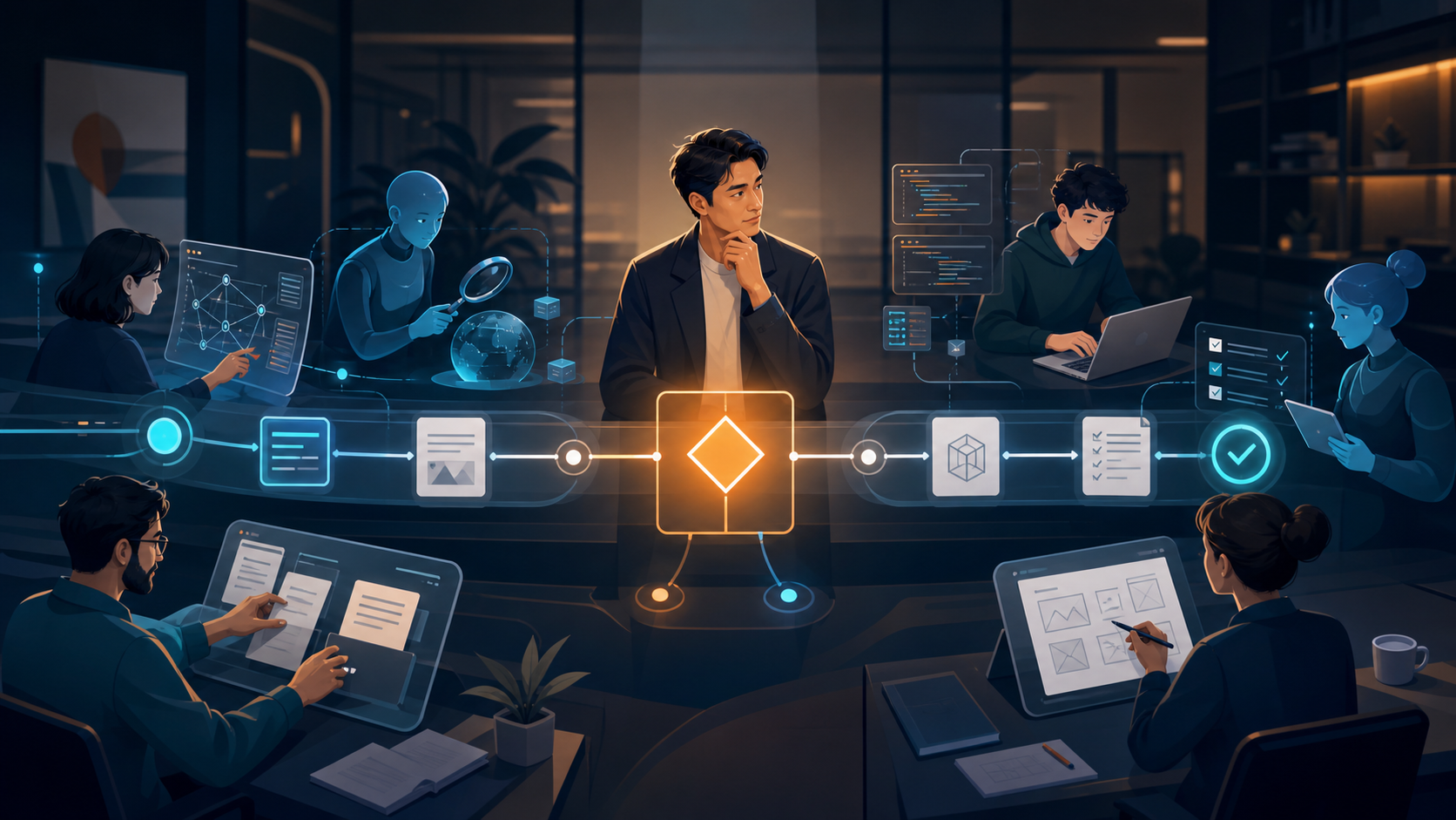 人负责关键判断，Agent 沿统一工作流扩大执行带宽